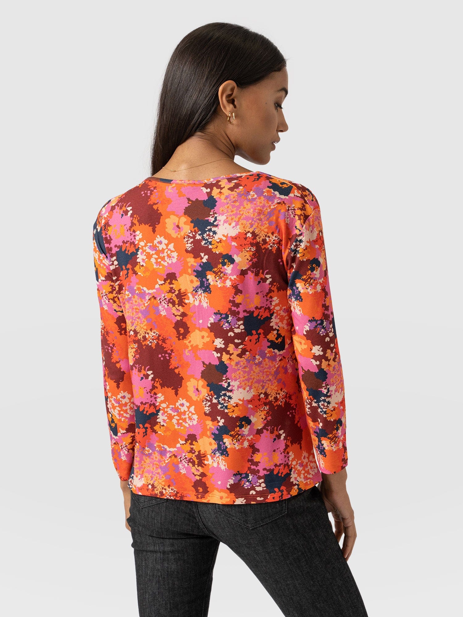 Cowl Neck Tee Long Sleeve - Sea Floral